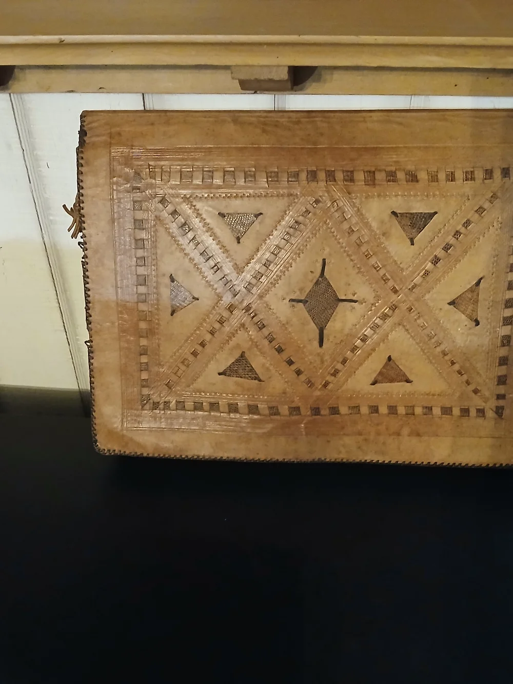 Hand-Tooled Leather Clutch in Warm Tan